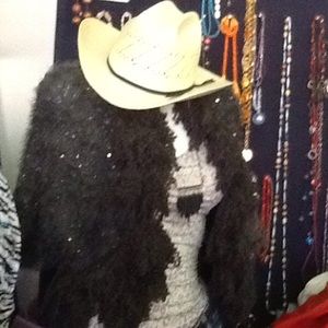 John fashion charcoal sequin knit bolero jacket S